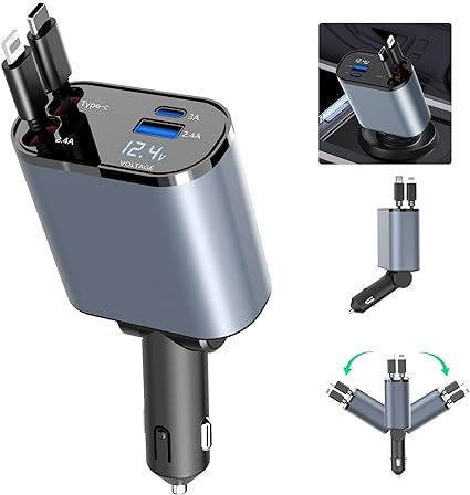 4 in 1 retractable car charger